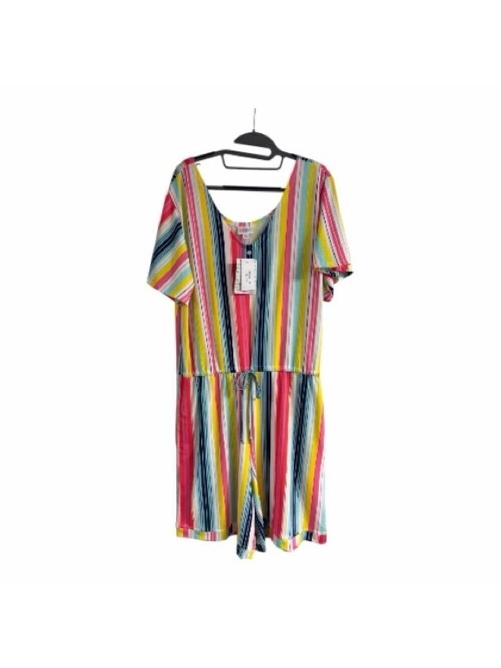 LULAROE Colorful Striped Short Sleeve Romper